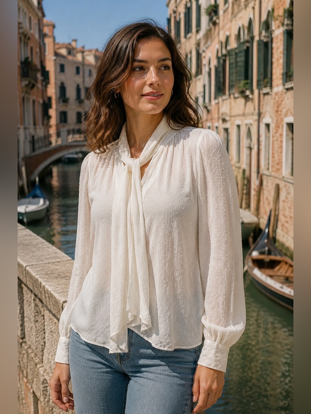 Ann Taylor Factory Cream Polka Dot Blouse - Picture 11 of 11